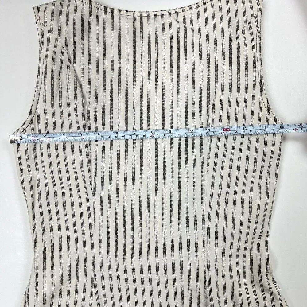 THORNTON HALL Dress VTG 70s New Zealand Button Down Sleeveless Stripe Rare Sz 10